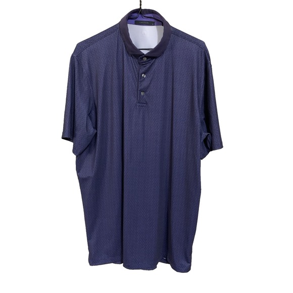 Greyson Golf Polo Men's L Performance Activewear Purple Scallop Geometric - Picture 2 of 16